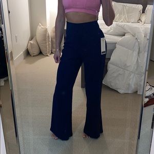 Navy Blue Flare Work Pants w Side Zipper